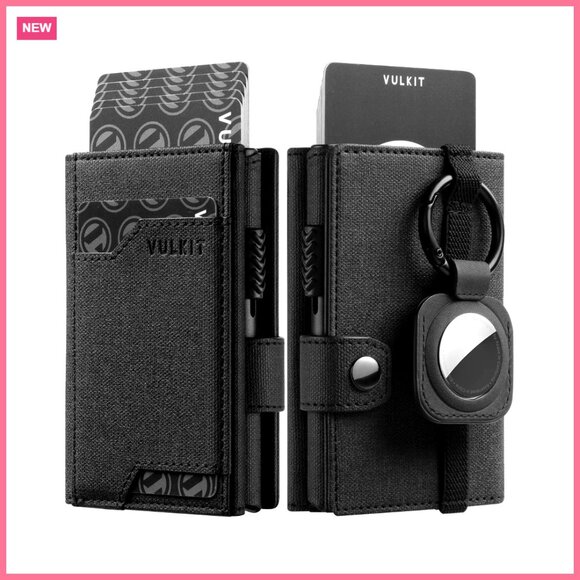 Aluminum Pop-Up Wallet with Faux Leather Lining RFID Blocking AirTag Holder